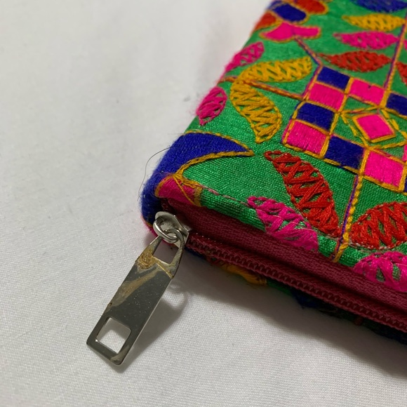 Multicolor Embroidered Zip Around Wallet/Clutch - Picture 4 of 10